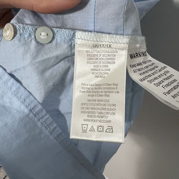 Eileen West Cotton Lace Trim Sleeveless Short Nightgown in Blue Size XL - Picture 9 of 10